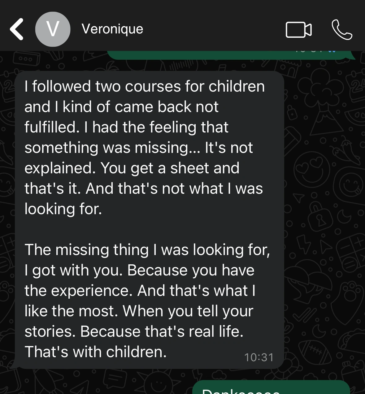 HelpingKids testimonial veronique