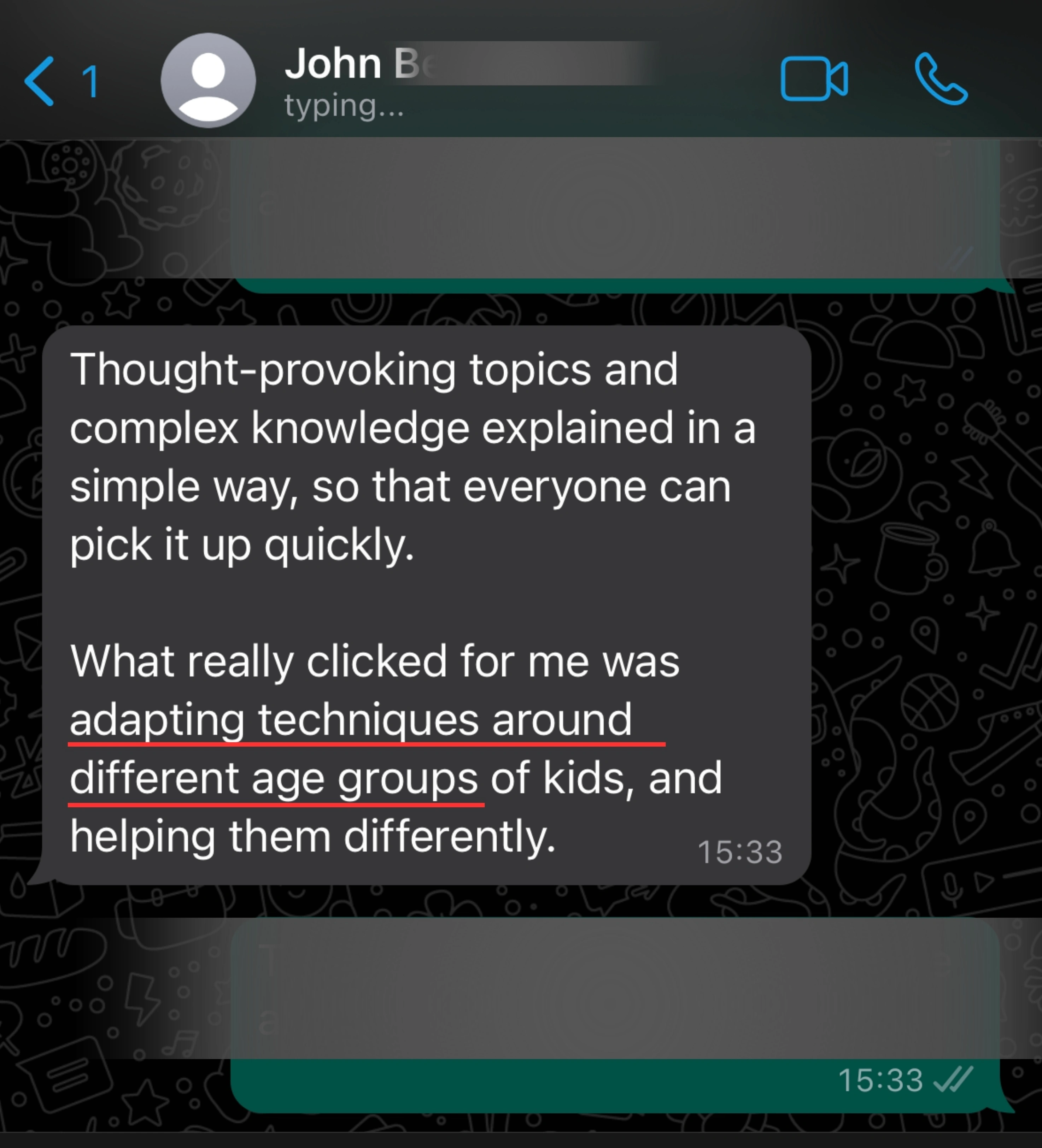 HelpingKids testimonial john b