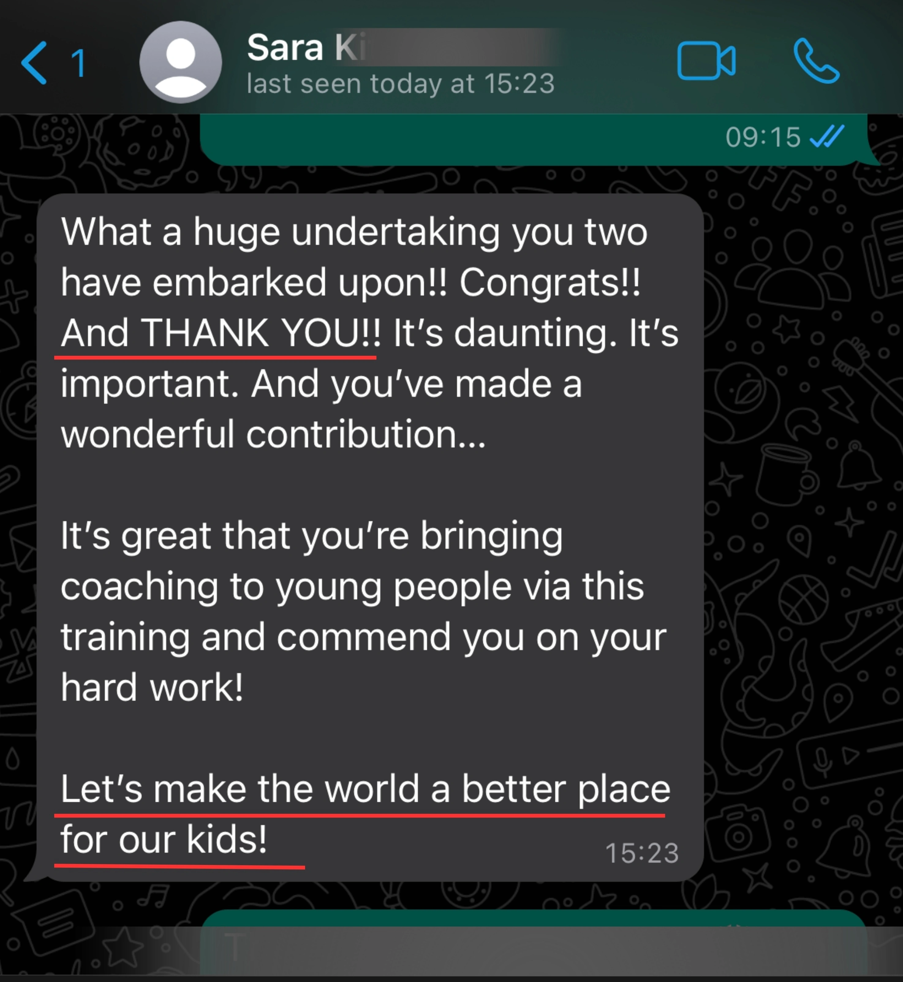 HelpingKids testimonial sara k