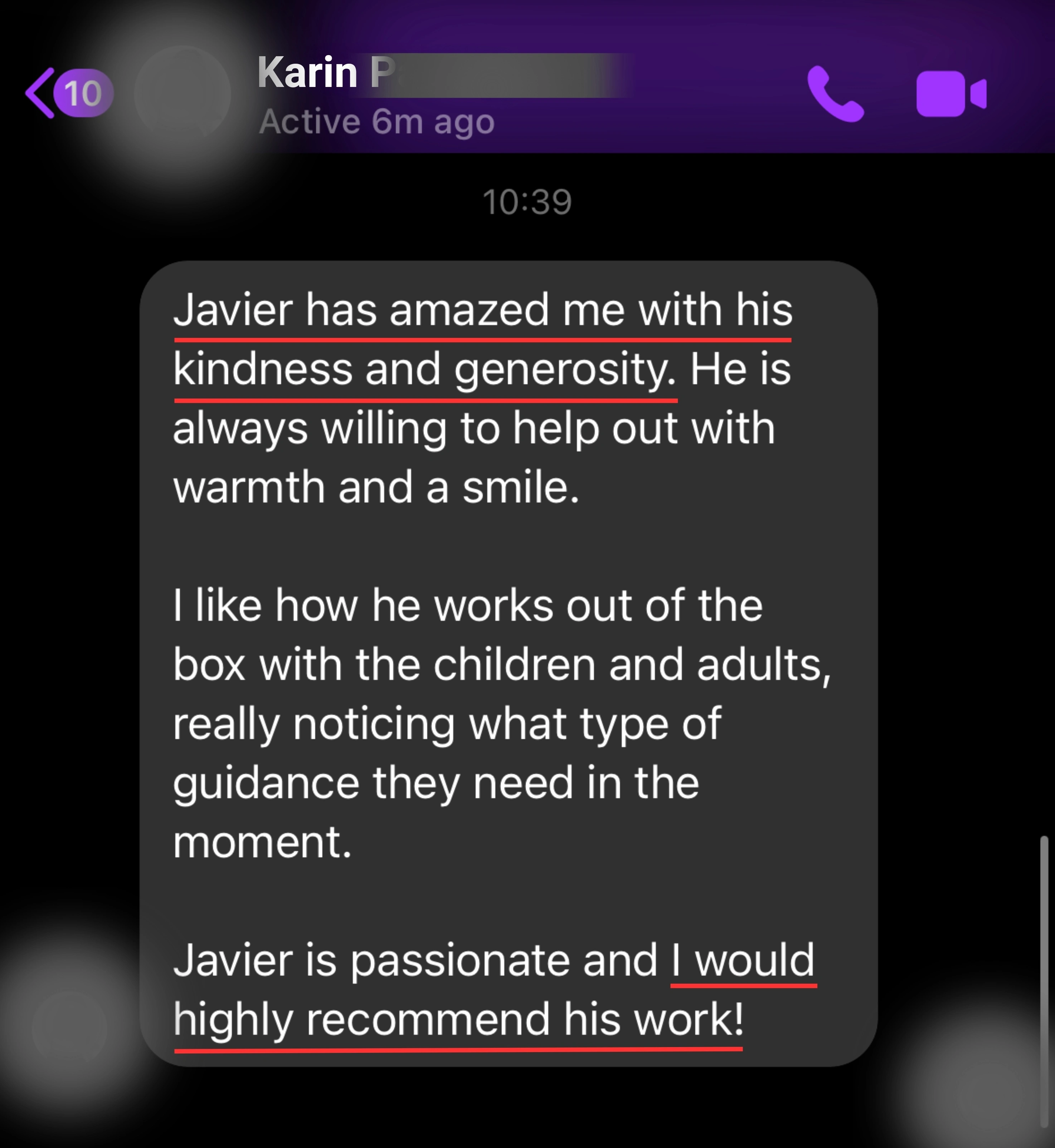 HelpingKids testimonial karin p